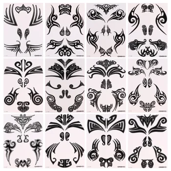 

12pcs Facial Stickers Useful Practical Delicate Body Art Patch Festival Party Decor Wterproof Temporary Tattoos for Adult Man