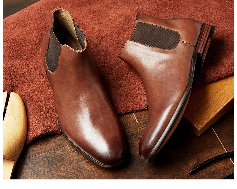 Брендовые мужские ботинки в стиле ретро; Мужские модельные ботинки из натуральной кожи с острым носком высокого качества; коллекция года; кожаные ботинки «Челси»