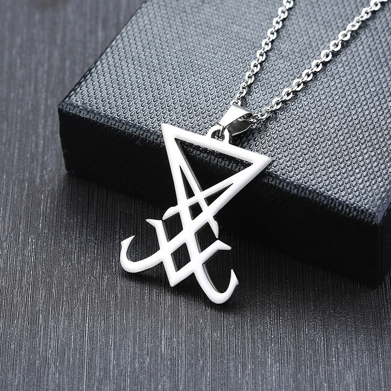 Сатаны уплотнение sigil of LUCIFER кулон из нержавеющей стали в Люцифер треугольник ожерелье столь сатанизма унисекс ювелирные изделия