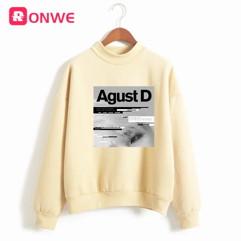 Модная женская толстовка Agust D 90s Harajuku Ullzang зимняя флисовая Розовая Толстовка