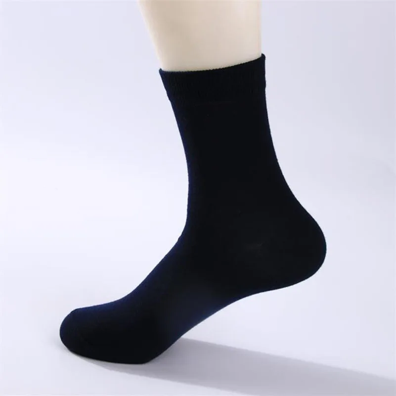 LKWDer, 10 пар/лот,, мужские хлопковые носки, стиль, черные, деловые мужские носки, дышащие, Осень-зима, для мужчин, Meias Calcetines - Цвет: E navy