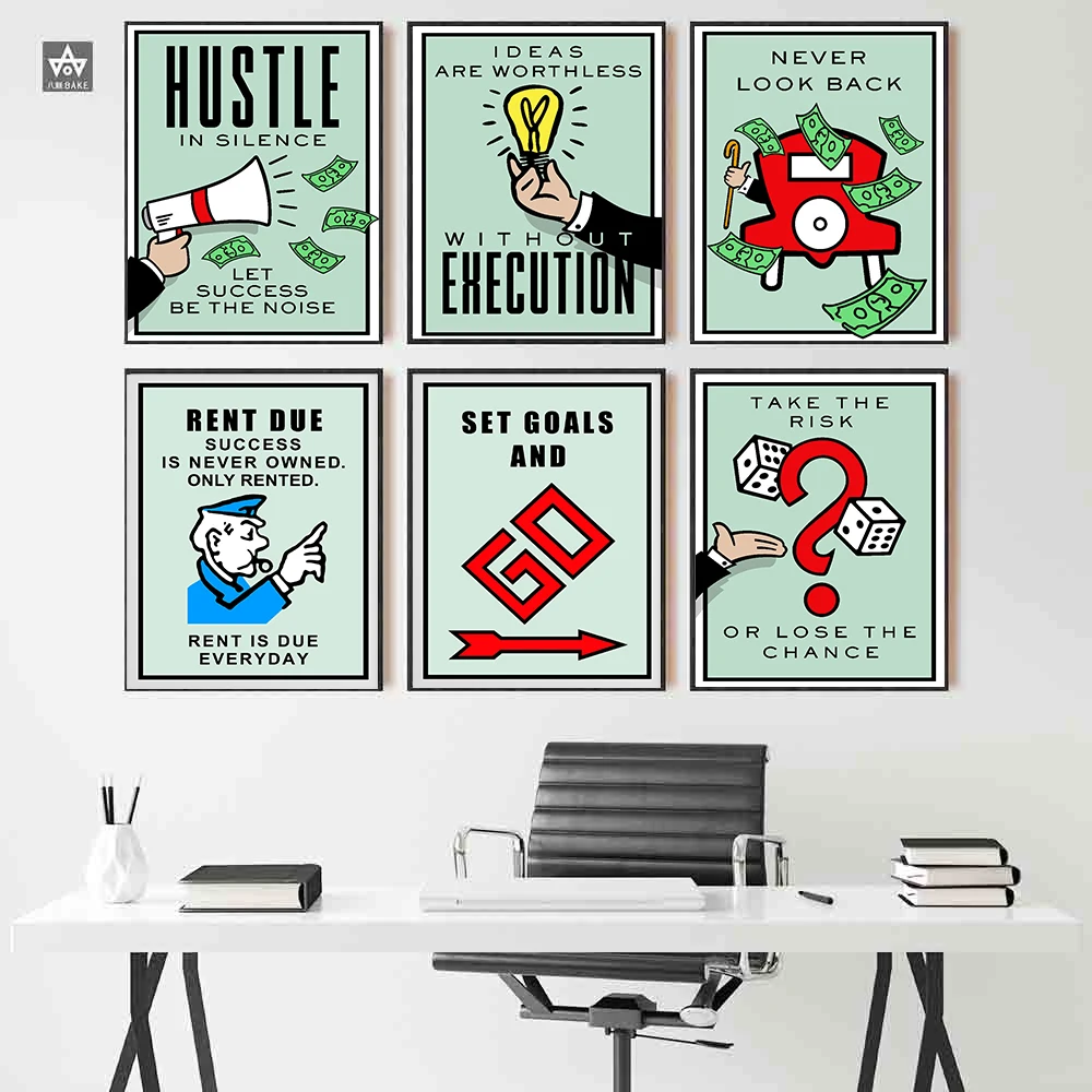 HUSTLE мотивационный успех работы дома офиса стены искусства холст живопись плакат