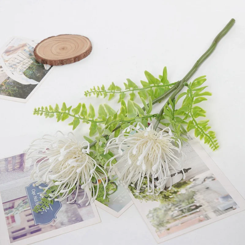 WT Флокированные Leucospermum искусственные цветы для свадебного украшения Флорес Искусственные пластиковые искусственный цветок растение Флер искусственные - Цвет: WT