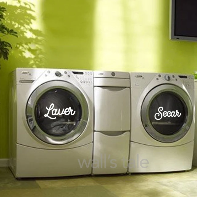 Lavare asciutto Segno Citazioni Decalcomanie in vinile Decorazioni per lavanderia Lavatrici Decorazione per porte Adesivo in vinile Lavanderia Art 2