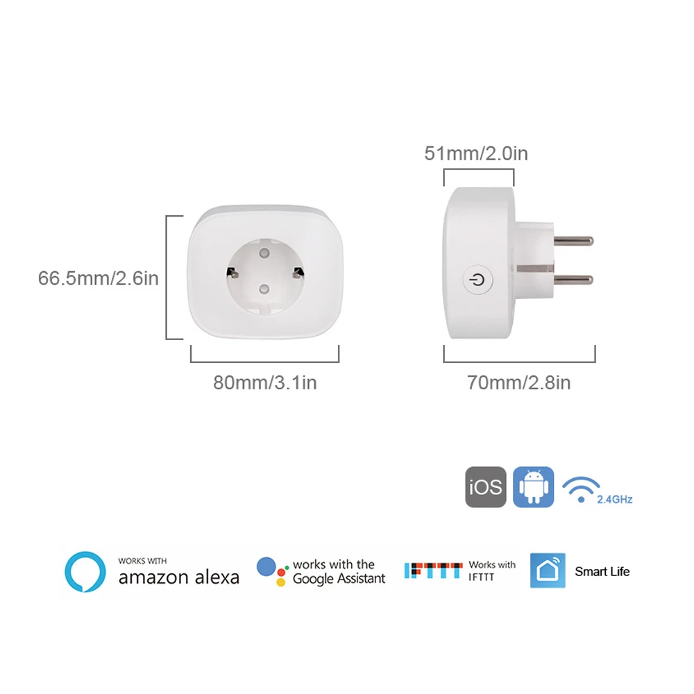 Tuya Wifi умная розетка EU power Plug Универсальный умный модуль для автоматизации дома для Alexa Google Home не требуется концентратор