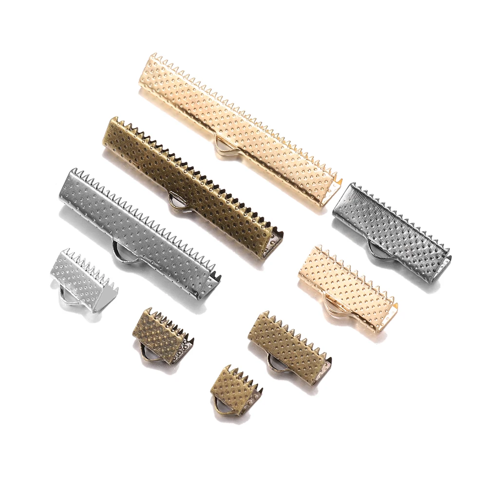 

50pcs/lot Cove Clasps Cord End Caps Crimp Beads String Ribbon Leather Clip Foldover Connectors For DIY Jewelry Findings Supplies