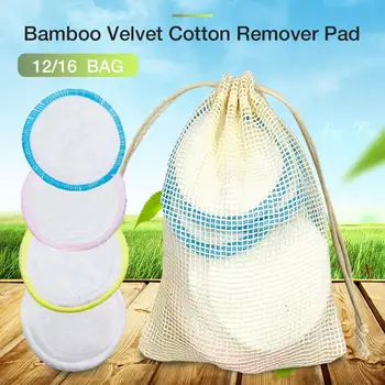 

14/16pcs Reusable Makeup Remover Pad Bamboo Fiber Cotton Washable Pad For All Skin Types Facial Cleaning