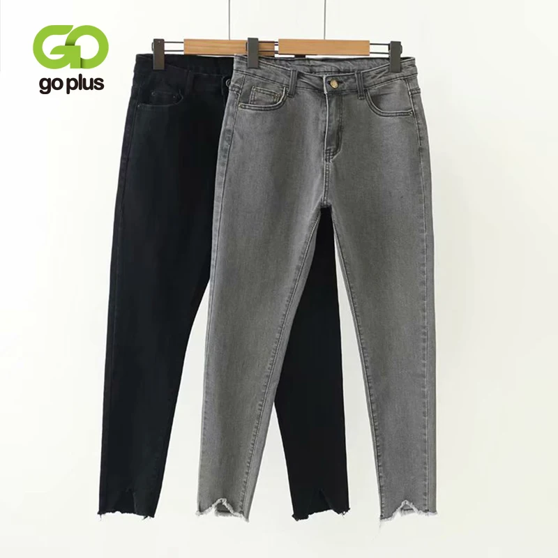 GOPLUS Korean Style Women Jeans Large Size High Waist Gray Black Jeans Skinny Jeans Woman Pencil Pants Grande Taille Femme C9561 GOPLUS Korean Style Women Jeans Large Size High Waist Gray Black Jeans Skinny Jeans Woman Pencil Pants Grande Taille Femme C9561
