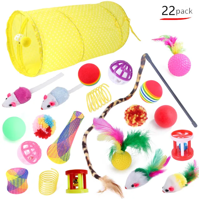 22pcs Cat Toys Kit Mouse Shape BallsFunny Stick Mouse Pet Supplies Value Bundle Kitten Love Cat Channels 4