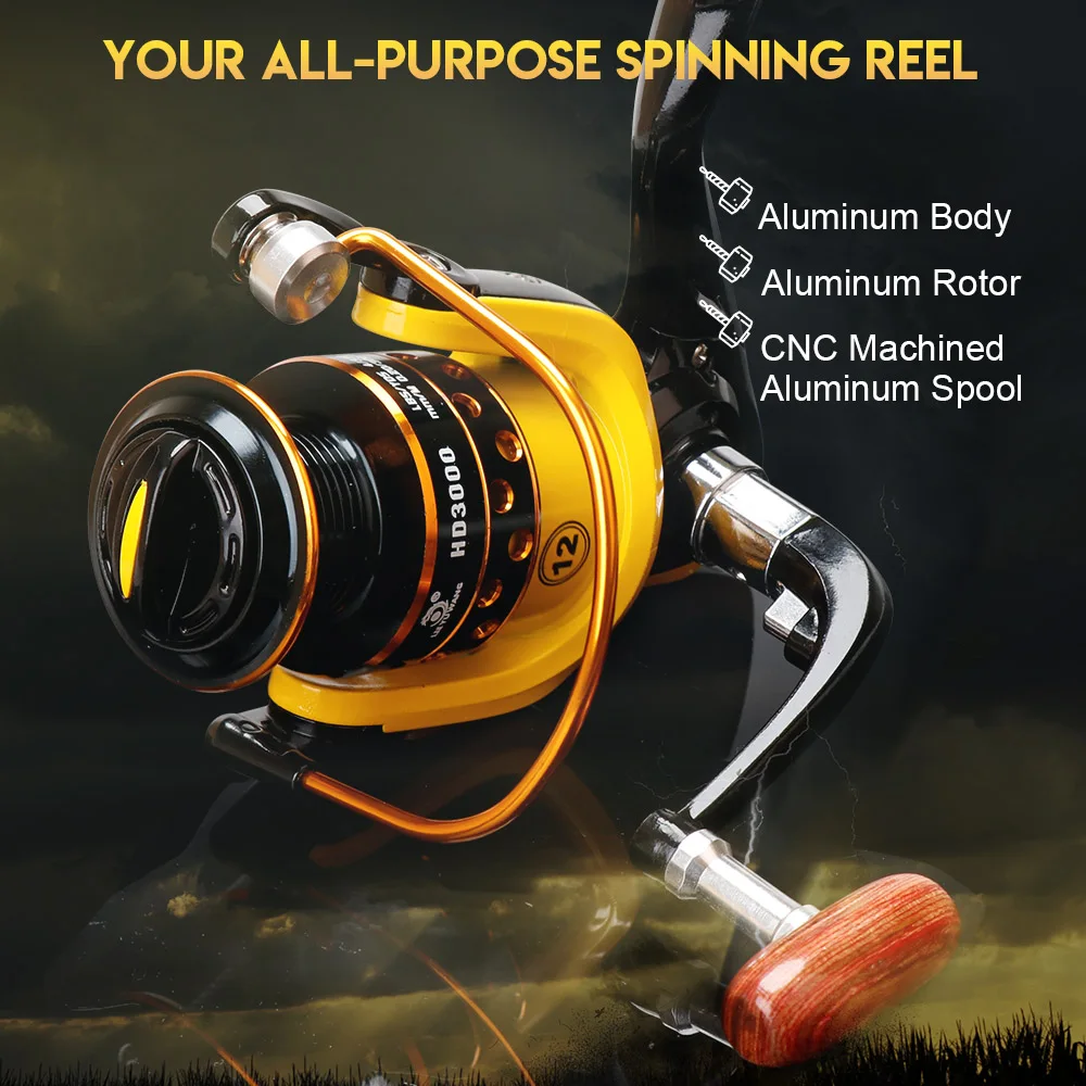 Billig VTAVTA 12 Lager Metall Spinning Angelrollen Baitcasting 5,2 1 Köder Casting Angeln Rad Spool Reel Fishing Zubehör Meer