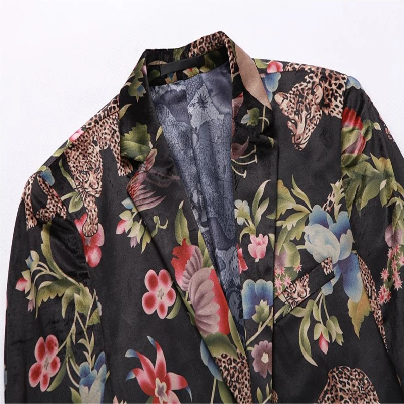 PAULKONTE 2019 New Flower Print Jacket For Men Suit Top Fashion High Quality Nightclub Wedding Mostly Male Blazer Man'S Jacket