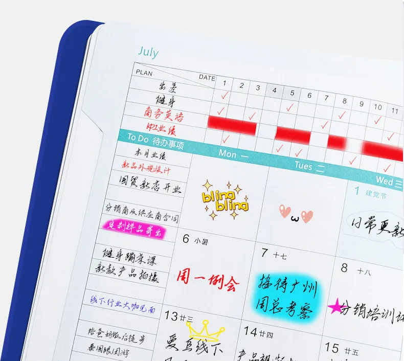 A5 Soft Pu 365 Days Agenda Schedule Notepad Cute Office Planner Diary Notebook Daily Weekly Planner Bullet Journal