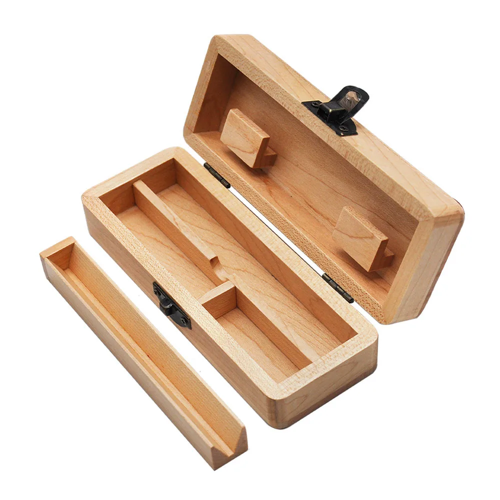 Wooden Rolling Box Tobacco Weed Stash Smoking with Storage Compartments 