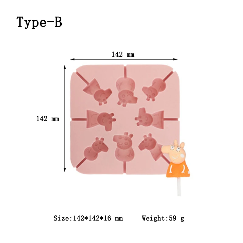 4 типа формы для леденцов, розовые силиконовые формы, Мультяшные леденцы, шоколадные конфеты, формы для украшения торта, кондитерские изделия, выпечка - Цвет: Type-B
