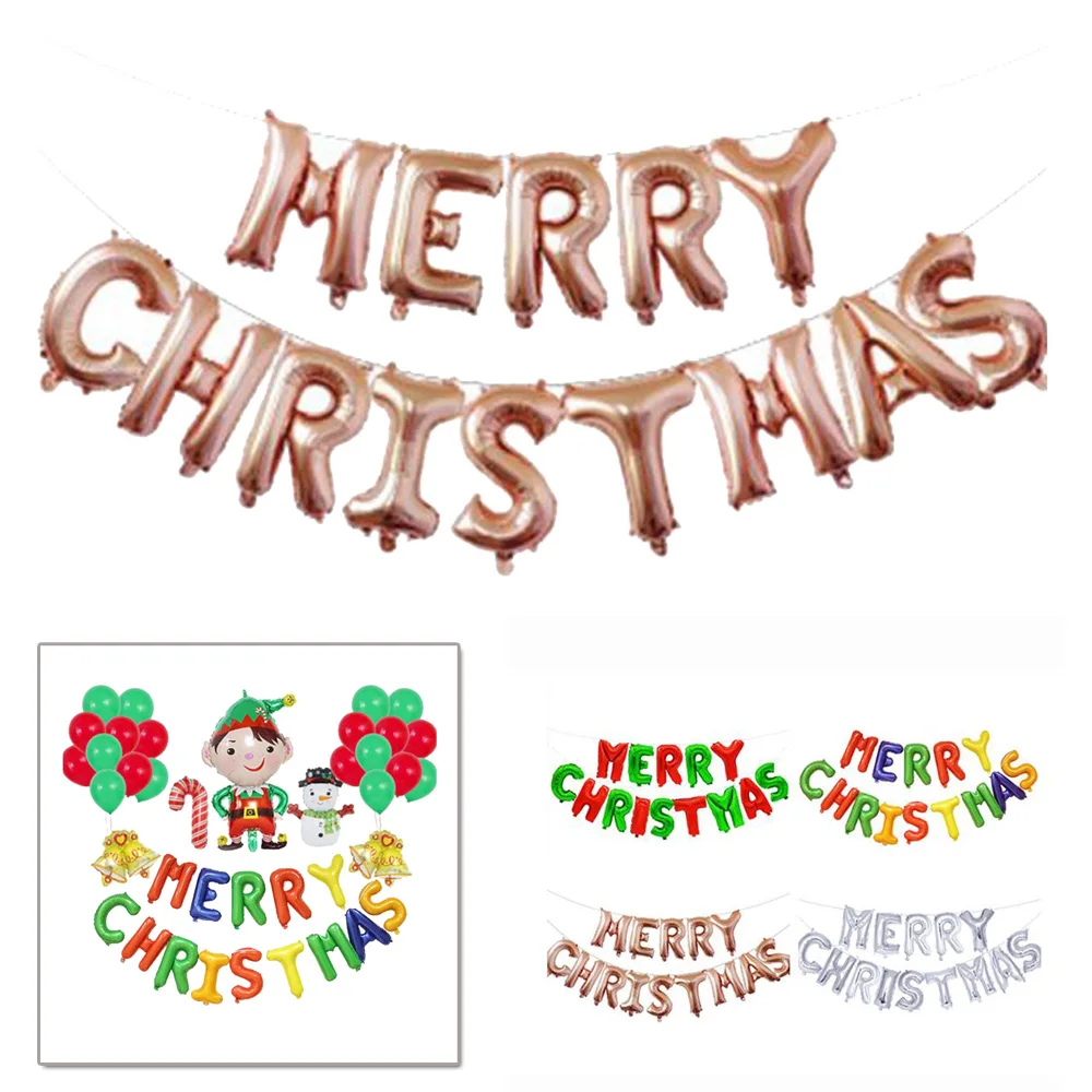 14pcs/Set Balloon Letter Party Decoration Merry Christmas Aluminum Film Festive Party Supplies Ornament Banner