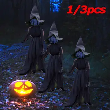 

Halloween props scary ghost hanging witch decorations riding broom voice decoration scary witch ghost toy haunted house con L1Y4