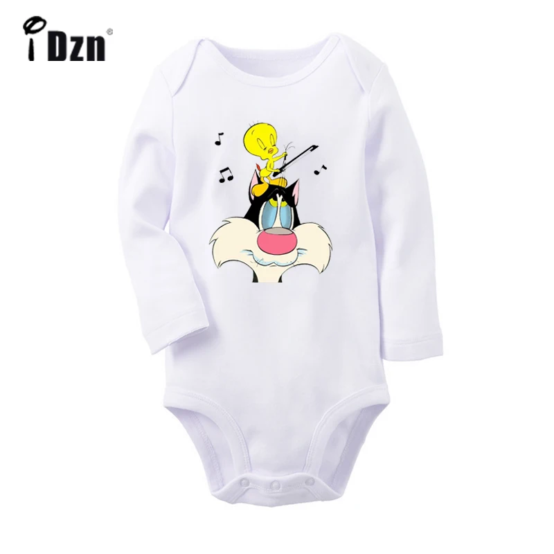TweetyBird езда с изображением кота Сильвестра Looney ttes Новорожденный ребенок боди малыш с длинным рукавом Комбинезоны Хлопок одежда подарок