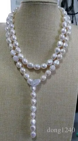 

Elegant 12-13mm South Sea natural baroque white pearl necklace 925 necklace