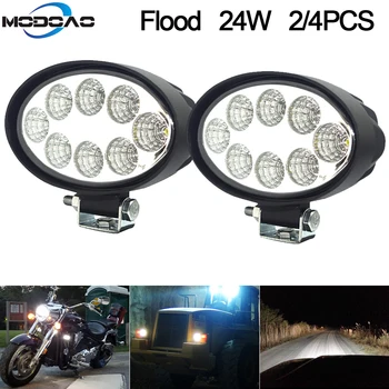

4PCS 24W 8LED Work Lamp Flood 2400LM Waterproof Headlight Oval Driving 6000K SUV UTV ATV Moto Racing Truck Agricultural vehicles