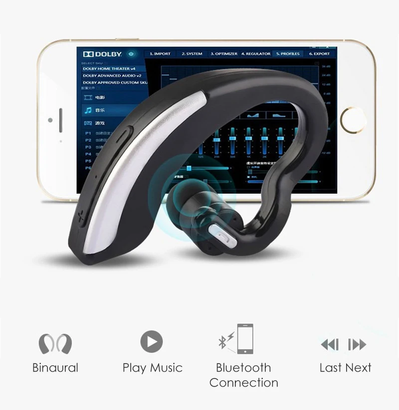 Мини Беспроводная Bluetooth гарнитура в деловом стиле стерео Спортивная гарнитура с шумоподавлением микрофон громкой связи для iOS Android Windows