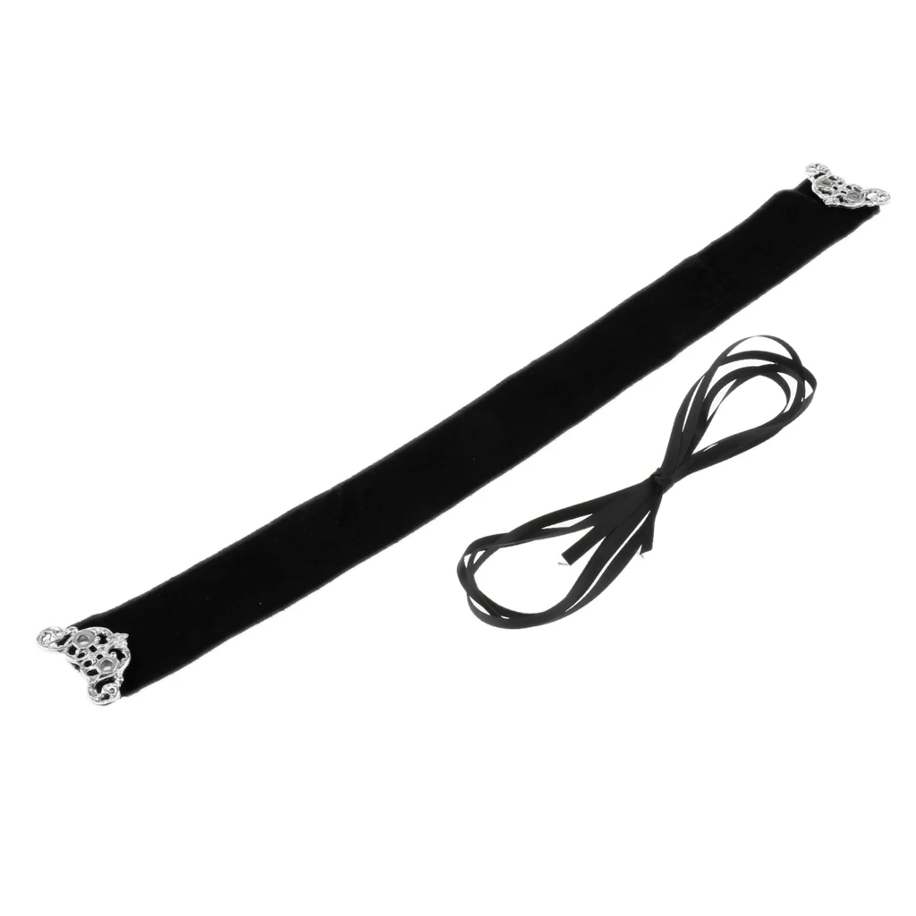 Wide Thick Punk Boho Summer Velvet Lace up Choker Necklaces Adjustable for Women Girls