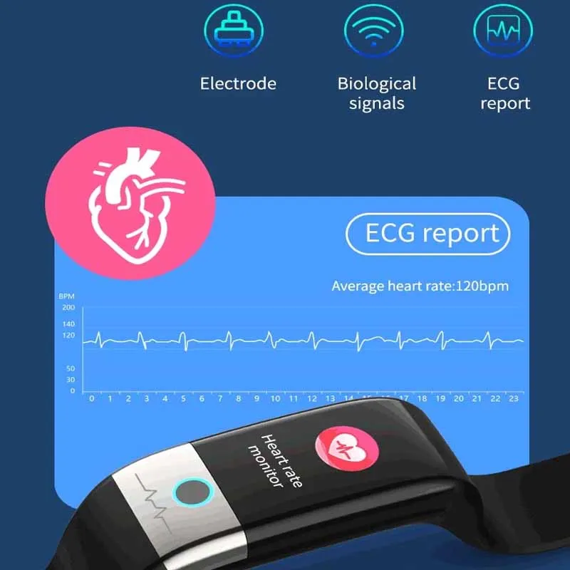 Kcondicee Смарт-часы ECG/PPG мужские часы женские фитнес-трекер кровяное давление пульсометр водонепроницаемый для Ios Android