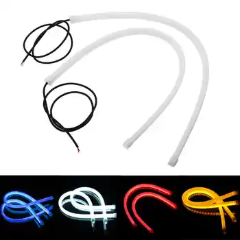 

2Pcs 12V LED Car Daytime Running lights Red white blue Auto Car DRL COB Driving Fog lamp Flexible LED Strip Light 30 /45/ 60CM