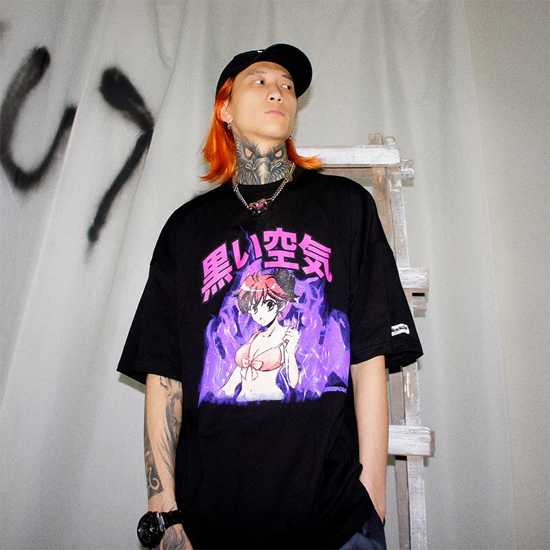 

UNCLEDONJM 2020 Summer Cartoon Men T shirt O-neck Men T shirt Loose Hip hop Tops Tees Streetwear Short Sleeve T shirts ME-367
