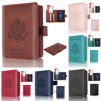 

Leather Passport Case Holder RFID Blocking Travel ID Credit Card Wallet Cover Protection Document Slim Protector Safe