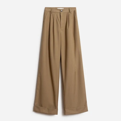 han Women's suit trousers straight loose, high waist, thin, curled hem pants baggy pants Pants & Capris