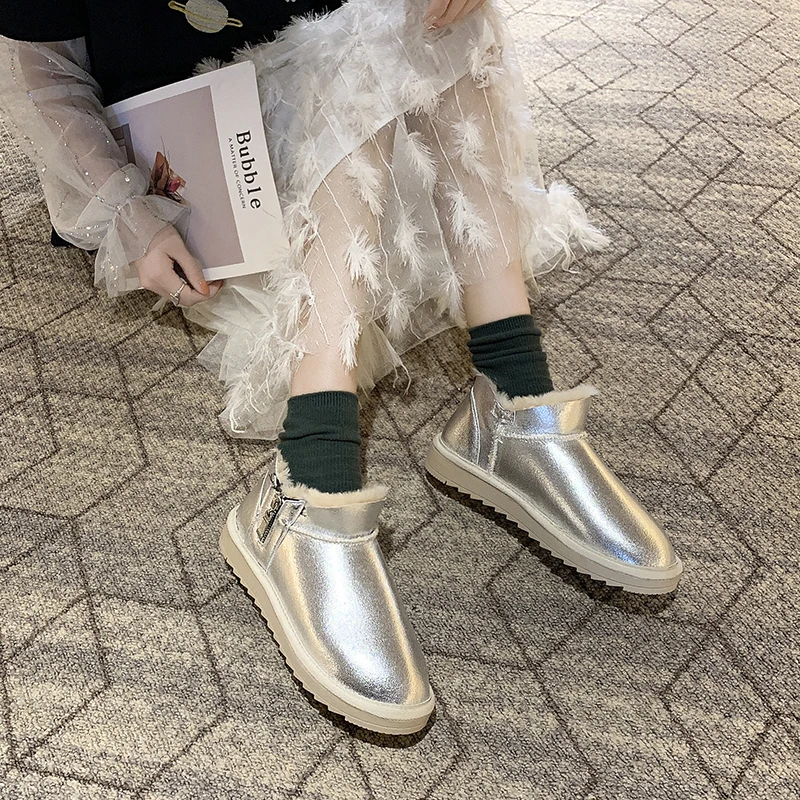 

Women's Mid Calf Boots Shoes Winter Footwear Round Toe Australia Booties Woman 2019 Low Heel Lace Up Boots-women Luxury