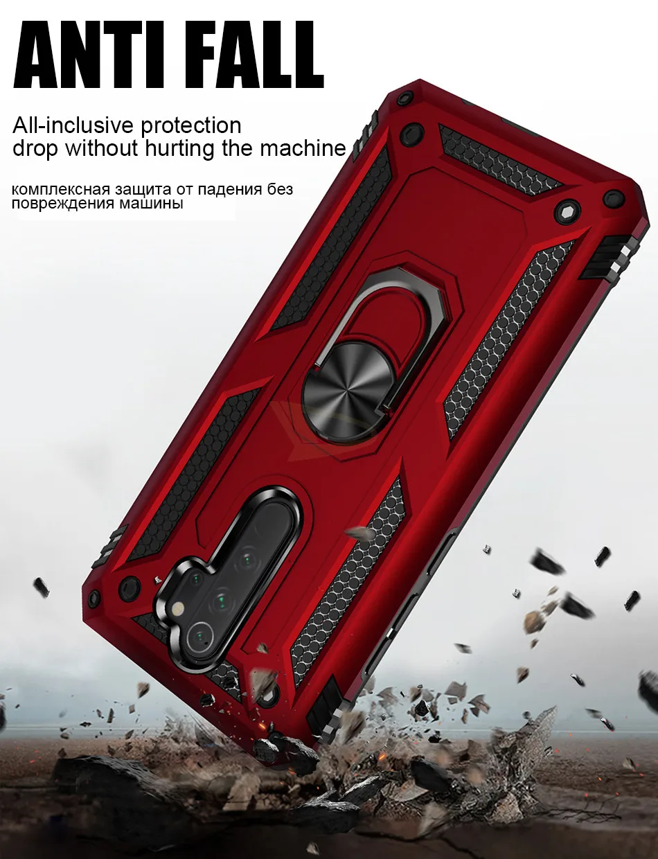 Роскошный бронированный Магнитный чехол с металлическим кольцом для Xiaomi Redmi Note 7 8 Pro, противоударный задний Чехол для Redmi 7A 8A, силиконовый чехол-бампер