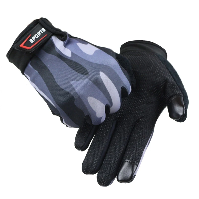 Велосипедные перчатки полный палец дышащий Сенсорный экран фитнес перчатки MTB дорожный велосипед силикагель противоскользящие перчатки - Цвет: Серый