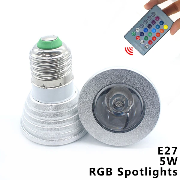 E27 5W RGB Spotlight Самая низкая цена 5 Вт Светодиодный E27 E14 GU10 RGB светодиодный лампа 16 Цвет Светодиодный прожектор с ИК-пульт дистанционного управления светодиодный драйвер светодиодные лампы для украшения дома - Испускаемый цвет: E27 5W RGB Spotlight