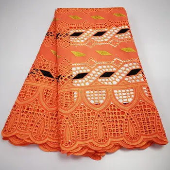 

5yards orange swiss lace fabric african dry lace nigerian voile embroidery african 100%cotton fabrics swiss voile lace