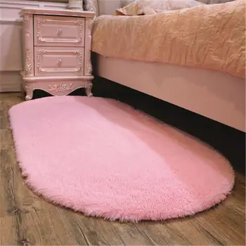 

49Washable cute oval floor mats home carpet living room coffee table blanket bedroom room bedside cushion bed front blanket
