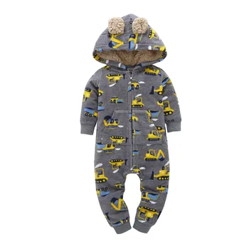 

Baby Girl Clothes Toddler Hooded Baby Boy Clothing Thick Fleece Warm Cartoon Jumpsuit Infant Winter Baby Romper
