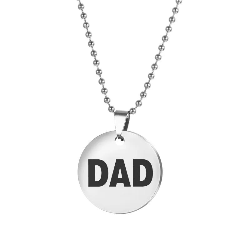 

New fashion hot sale stainless necklace simple lettering DAD MOM tag white necklace trinket gift
