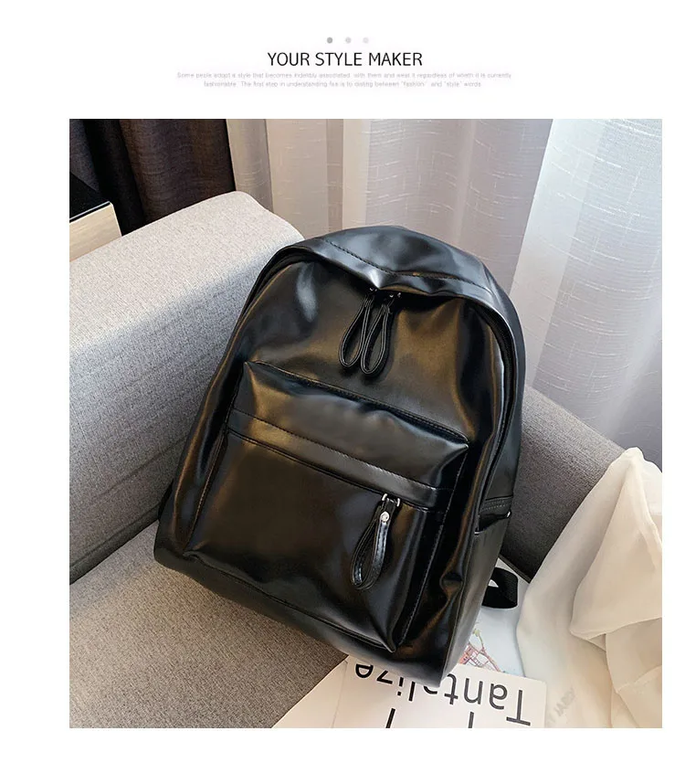 Soft Rucksack PU Leather Backpack for School Girls 2019 Women Backpack Preppy Style Back Bag Big Capacity Pink College Backpacks (5)