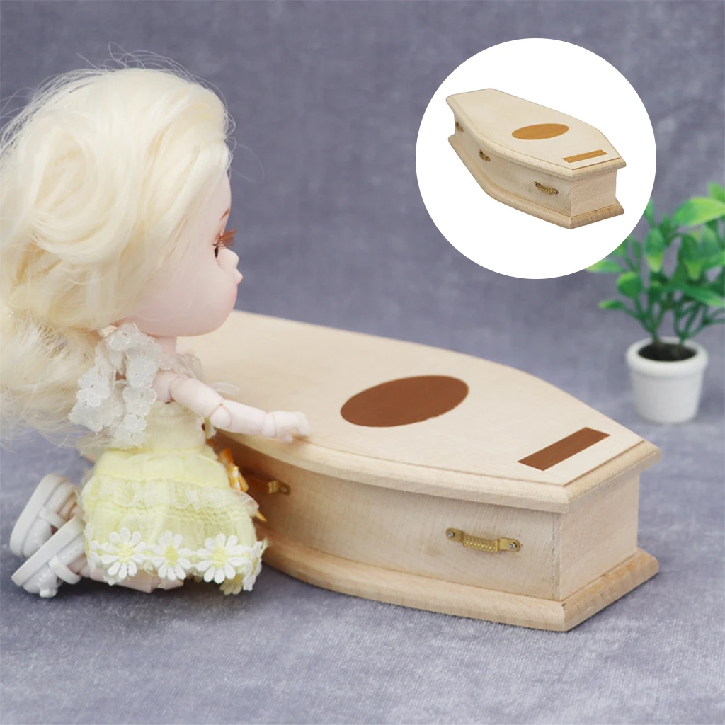  Agatige Dollhouse Coffin, Birch Whimsical Miniature Vampire  Coffin for Halloween Decoration 1:12 : Toys & Games