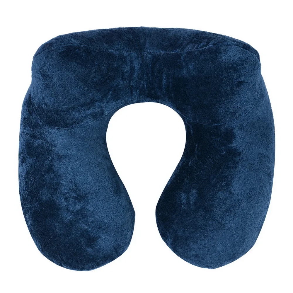 dark blue U-образная дорожная подушка для самолета, надувная подушка для шеи, аксессуары для путешествий, 4 цвета, удобные подушки для сна, домашний текстиль - Цвет: dark blue