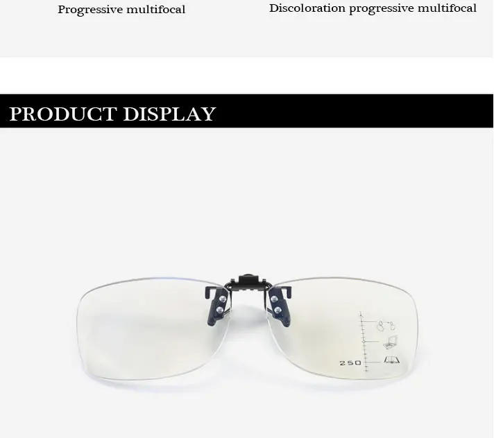 VCKA Photochromic progressive multi-focus far near dual-use reading Eyewear Half-frame smart zoom anti-blue reading glasses clip