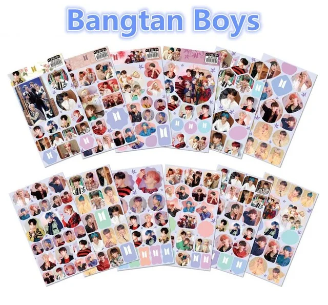 Черный 12 шт./компл. Bangtan Boys маленькая наклейка на стену в Корейском стиле KPOP вокруг BTS Bangtan наклейки для мальчиков подарок Ким тэ Хен Чжун Кук jin rm Цзиминь - Цвет: Черный
