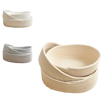 

Laundry Storage Table Soft Washable Cotton Blend Sundries Space Saving Hamper Handmade Knitting Woven Basket Multifunctional