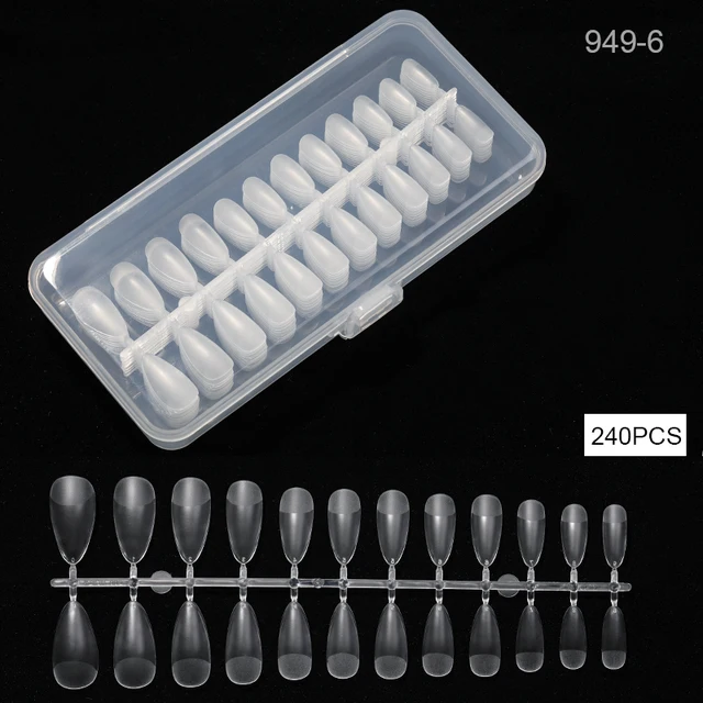 HNUIX 240pcs Long Coffin False Nails Ballerina Nail Tips Full Cover Acrylic Clear Nails Natural False Nails For Gel Nails tool 949-6