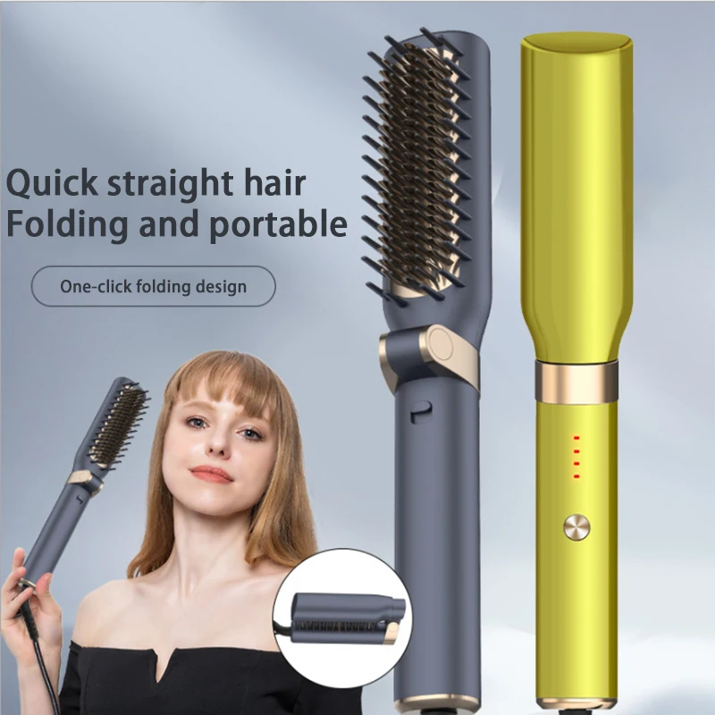 

Electric heating hair straightening comb portable foldable negative ion curling comb multifunctional hair straightening comb