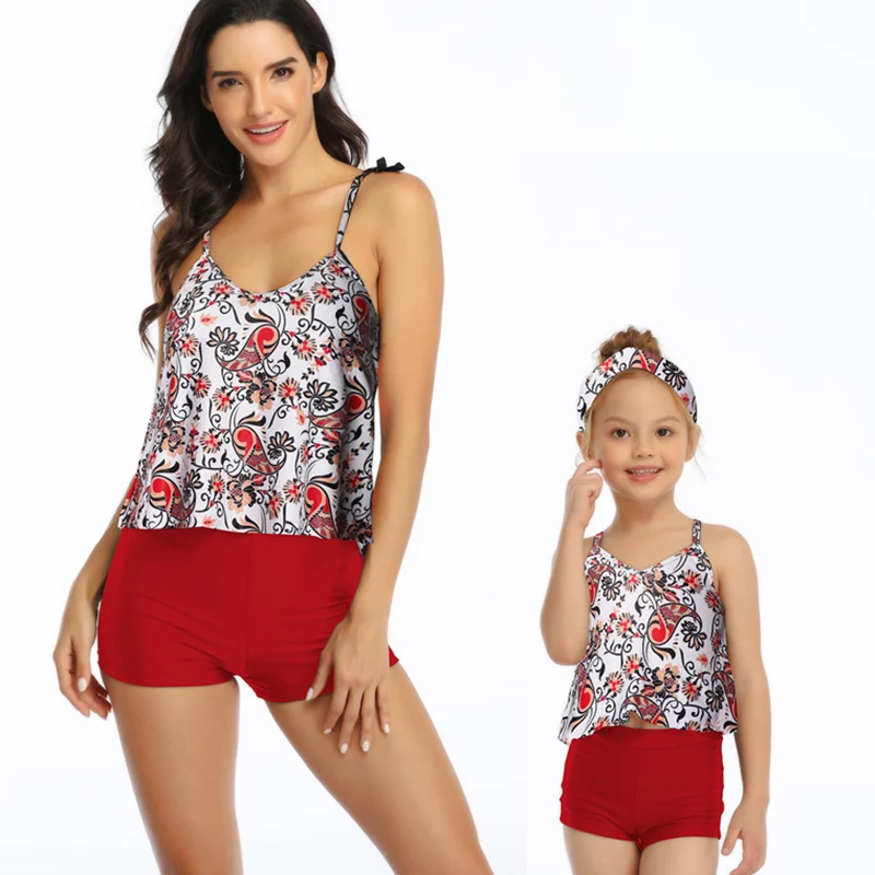 family clothes set Family Matching Swimsuit Lady Bikini Girls Swimsuit With Shorts Children Bathing Suit if you need two Swimwear, please order two cute matching outfits for couples Family Matching Outfits
