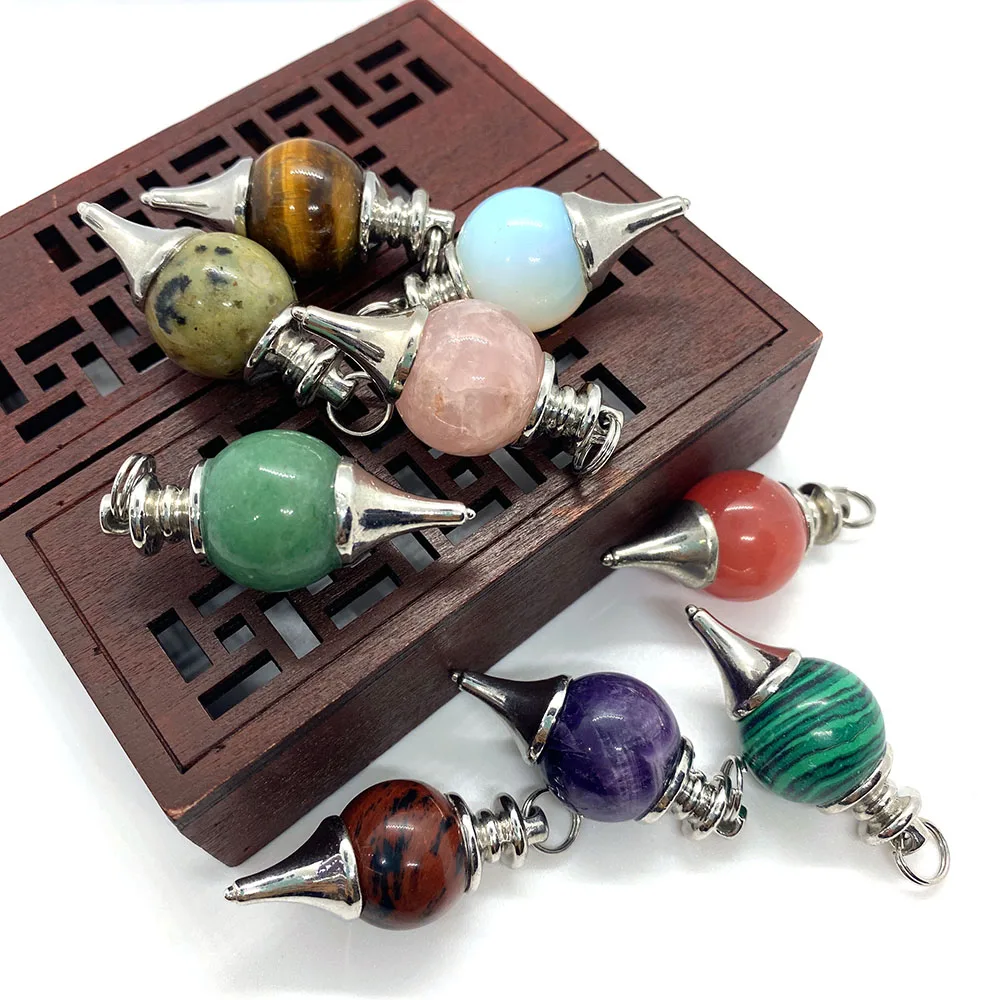 

Natural Stone Spherical Pendulum Semi-precious Stone Pendant Suitable for DIY Jewelry Making Necklace Pendant Size 17x40 Mm