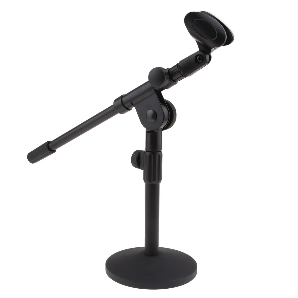 

2 x Adjustable Round Base Desktop Mic Stand Holder With Microphone Clip