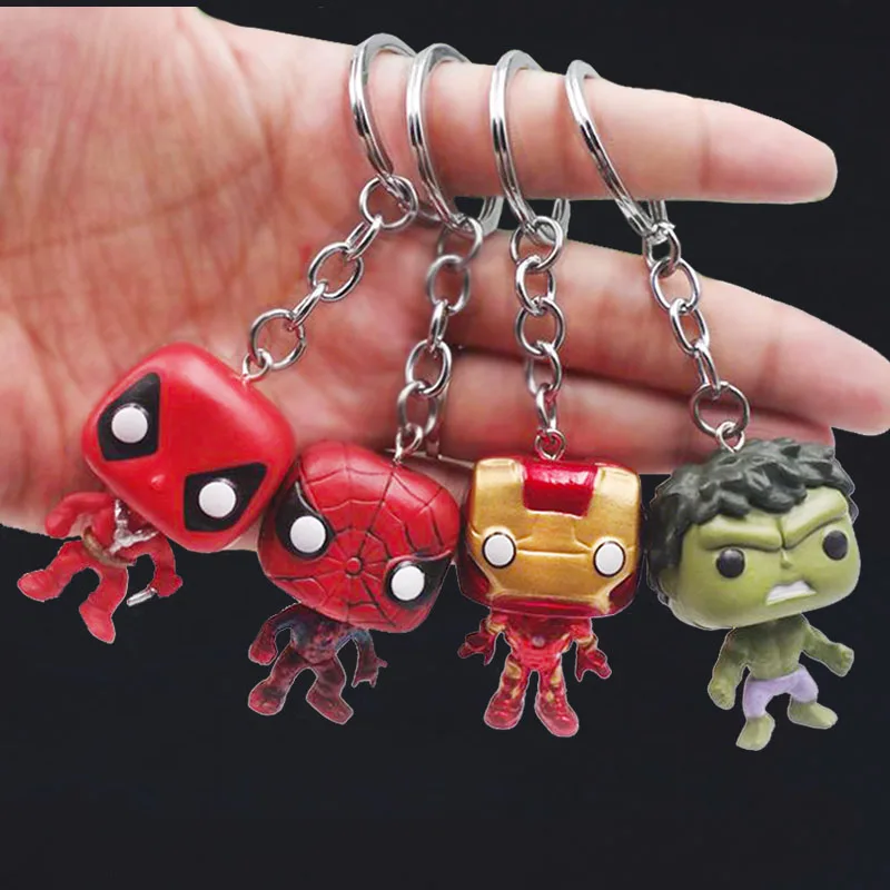

SG Avengers 4 Endgame Keychain PVC Super Hero Figure Toys Key Chain Iron Spider Man Hulk Deadpool Keyring For Kids Gift